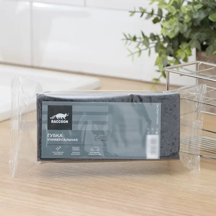Губка бытовая с чистящим слоем Raccoon &laquo;Лофт&raquo;, 1 шт, 15&times;7&times;4 см, крупонопористый поролон