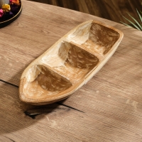 Менажница "Лодочка"  дерево Джати, 30х13х5 см, цв. коричневый