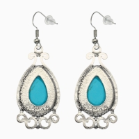 Серьги &laquo;Бирюзовый мир&raquo; капля, цвет голубой в чернёном серебре