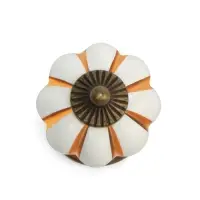 Ручка-кнопка ТУНДРА, d=33, пластик, белая с золотым