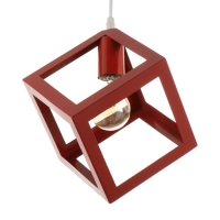 Светильник BayerLux Подвес "Квадрат" 1x40Вт E27 красный 16х16х18-116 см