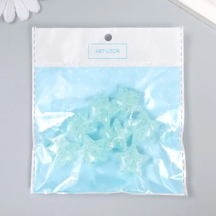 Бусина для рукоделия и плетения &laquo;Арт Узор. Звезда. Колотый лёд&raquo;, пластик, прозрачно-зелёная, 1.3&times;2.6&times;2.6 см