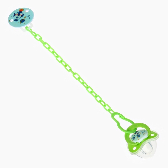 Пустышка ортодонт., с колпачком и держателем, от 0 мес., цвет Зеленый / Синий