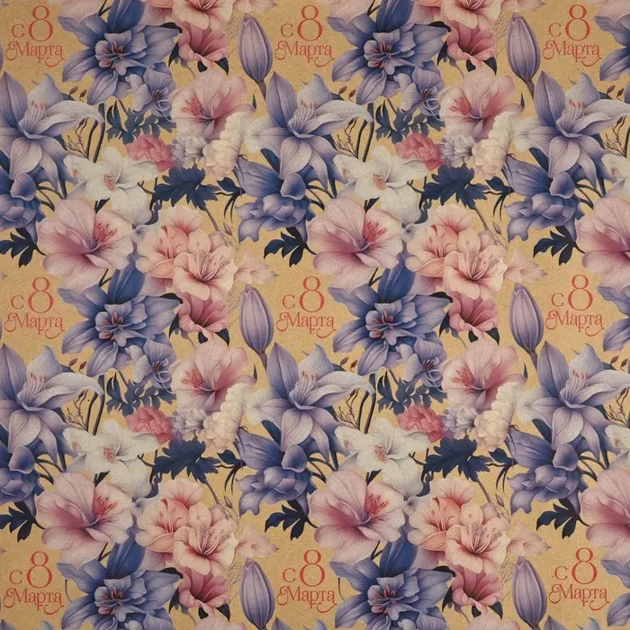 Бумага упаковочная крафтовая &laquo;8 марта&raquo;, 50 х 70 см