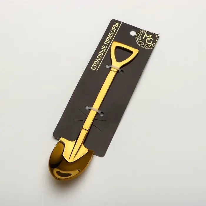 Ложка десертная из нержавеющей стали Magistro &laquo;Лопата&raquo;, длина 15,5 см, форма овальная, цвет золотой