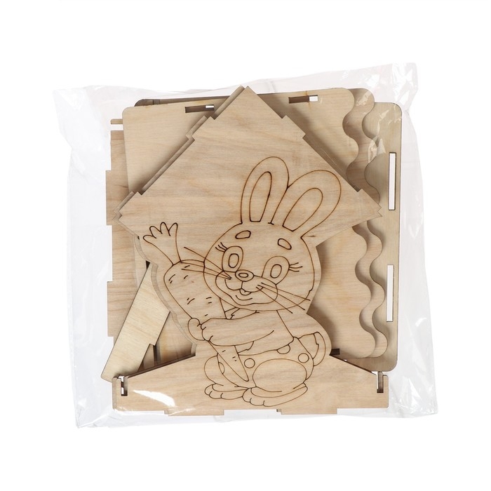 Деревянная кормушка-конструктор для птиц &laquo;Заяц с морковкой&raquo;, 14 &times; 14.5 &times; 18 см, Greengo