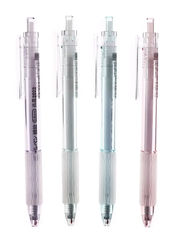 Ручка гелевая автомат 0,5 мм, стержень черный, резин. держ., корпус Прозрачный (шк на шт)