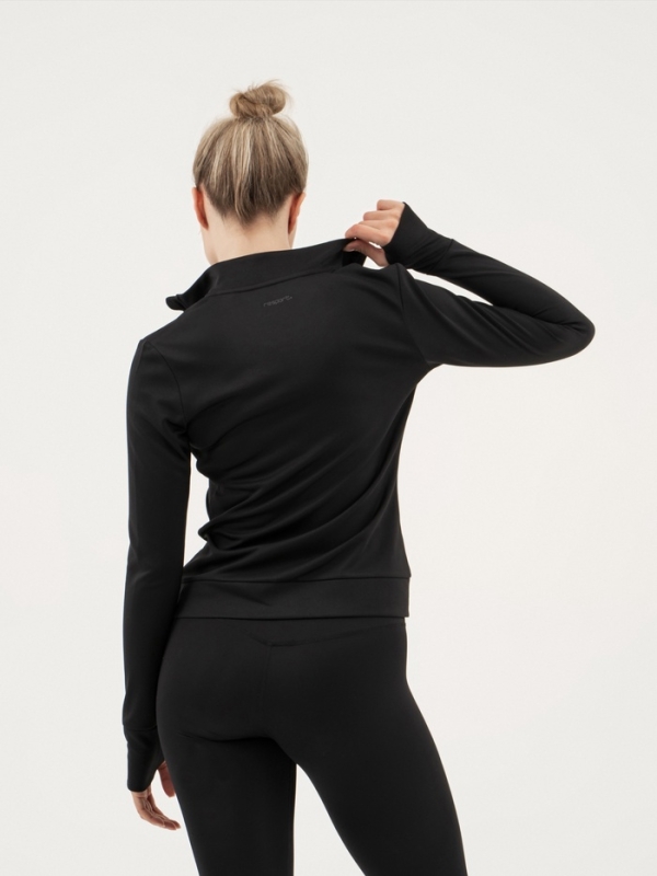 Лонгслив женский Resport, на молнии, р. 46, цвет чёрный, базовый, с длинным рукавом