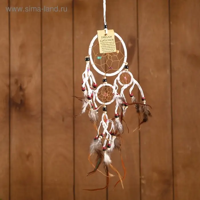 Ловец снов "Пять колец" белый 14х0,5х40 см