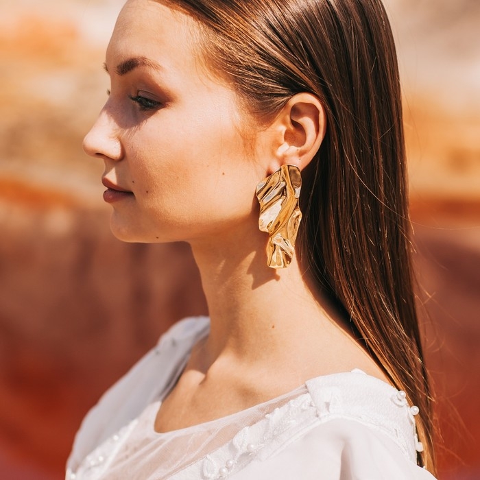 Серьги металл &laquo;Атмосфера&raquo; абстракция, цвет золото