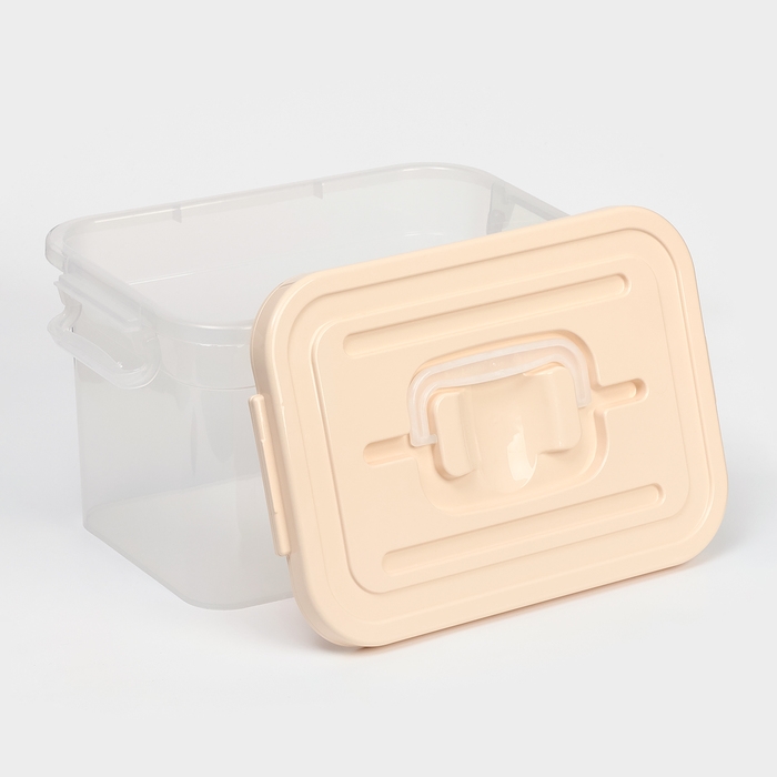 Контейнер для хранения с крышкой Доляна, 6,5 л, 31&times;20&times;18 см, цвет бежевый