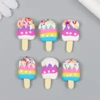 Декор для творчества пластик "Эскимо с посыпкой" МИКС 3,4х2,8х0,7 см