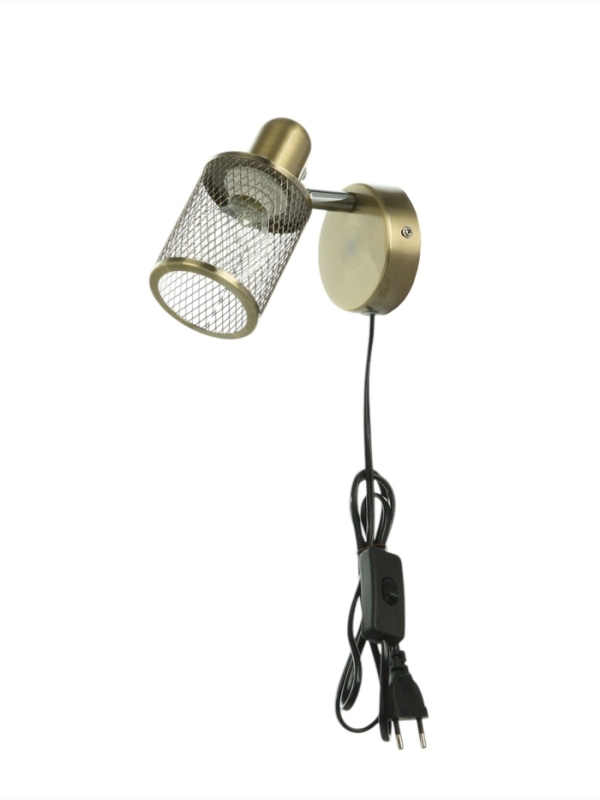 Бра с проводом "Селден" 1хЕ27 40Вт бронза 14х8х12 см