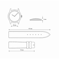 Ремешок для часов, мужской, 18 мм, запряжник 75 мм, горт 115 мм, натуральная кожа, чёрный