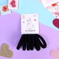 Резинки для волос &laquo;Заюшка&raquo;, набор 6 шт., с любовью, 4 см, чёрные