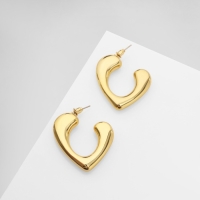 Серьги пластик &laquo;Сердце&raquo; биение, цвет золото