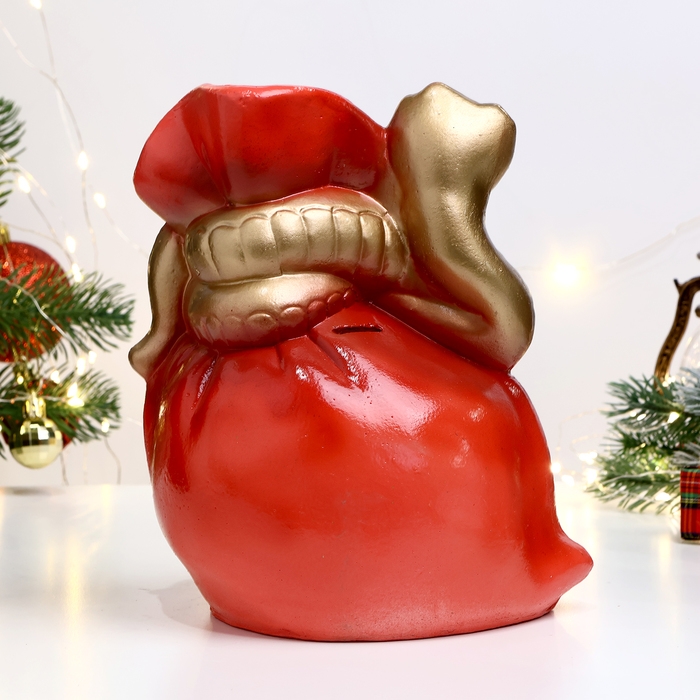 Копилка "Змея 2025 на мешочке" золотая, 23х16см