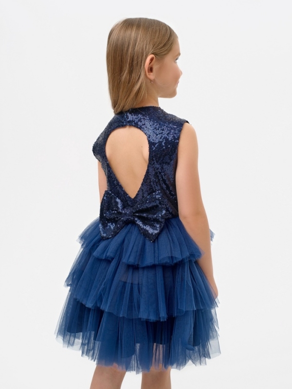 Платье детское с пайетками KAFTAN, размер 30 (98-104 см), синий Платье детское с пайетками KAFTAN, размер 30 (98-104 см), синий