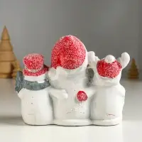 Сувенир керамика свет "Дед Мороз, снеговик и лосик" 15,5х5,8х11,5 см