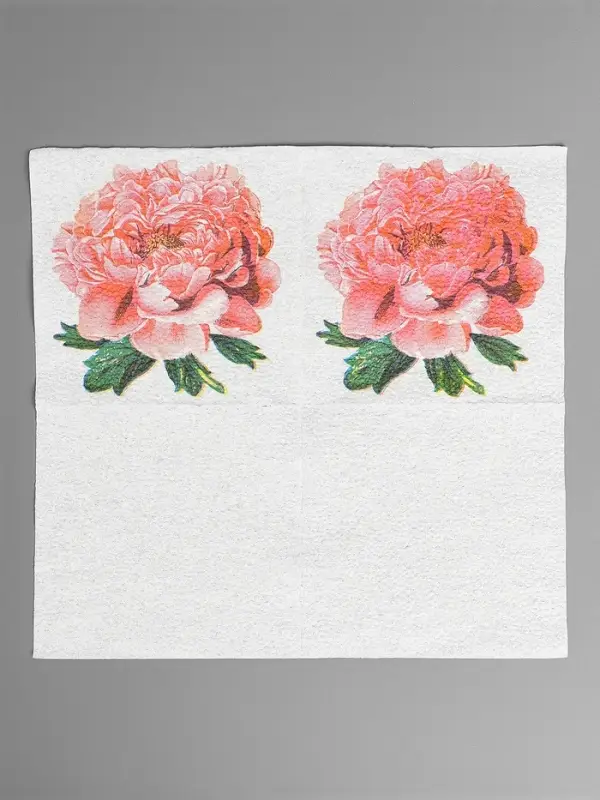 Салфетки бумажные Гармония цвета многоцветие "Пион розовый", 24*24 см 50 листов