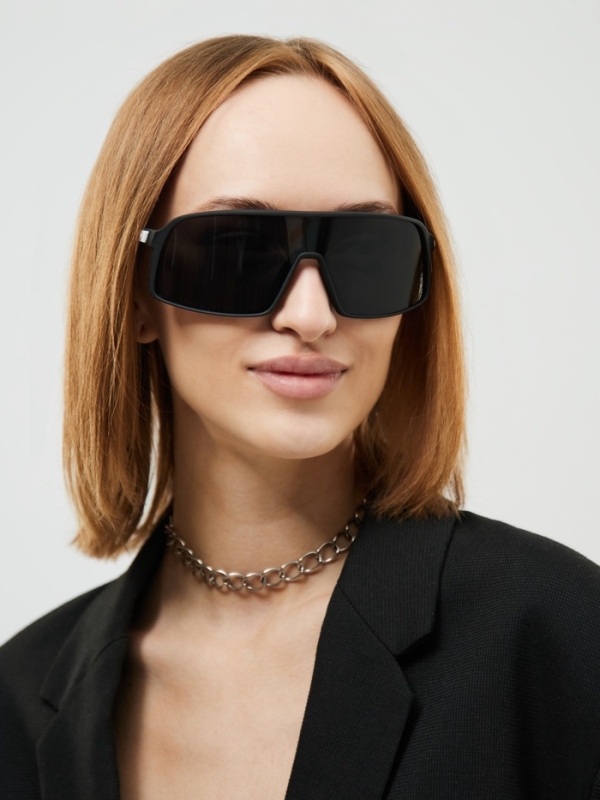 Очки солнцезащитные спортивные, uv 400, ширина 14.1 см, дужка 14.3 см, высота 5.3 см, черные   10807