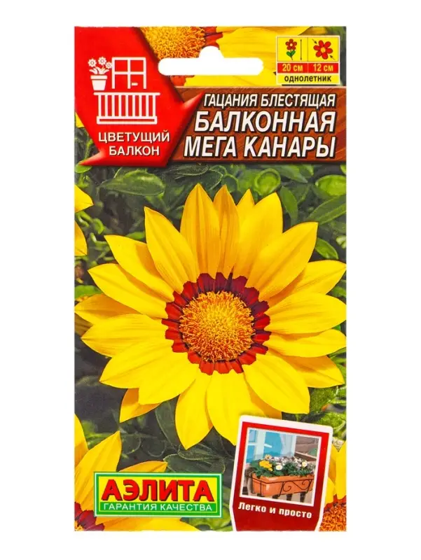 Семена цветов Гацания Балконная мега канары  Цветущий балкон, Ц/П,4 шт.