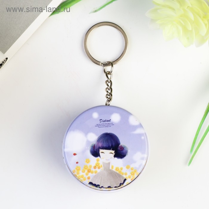 Шкатулка на кольце металл "Девочка с цветами" МИКС 2,1х4,5х4,5 см