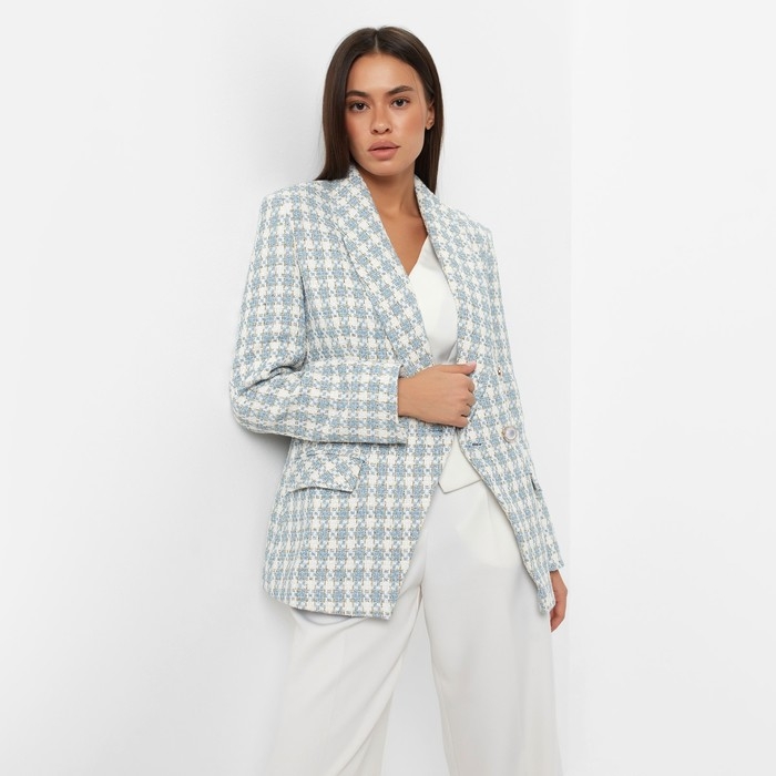 Пиджак твидовый двубортный MIST р. 46, голубой Пиджак твидовый двубортный MIST р. 46, голубой