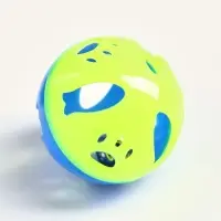 Шарик для кошек с бубенчиком "Рыбки и лапки", 3,8 см, жёлтый/синий