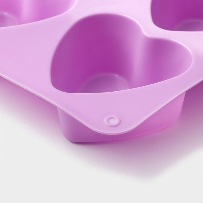 Форма для выпечки Доляна &laquo;Сердце&raquo;, силикон, 31&times;16 см, 8 ячеек (7&times;6,8 см), цвет МИКС