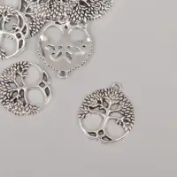 Металлический элемент, декоративная подвеска &laquo;Арт Узор. Дерево жизни&raquo;, серебро, 2.6&times;2.3 см