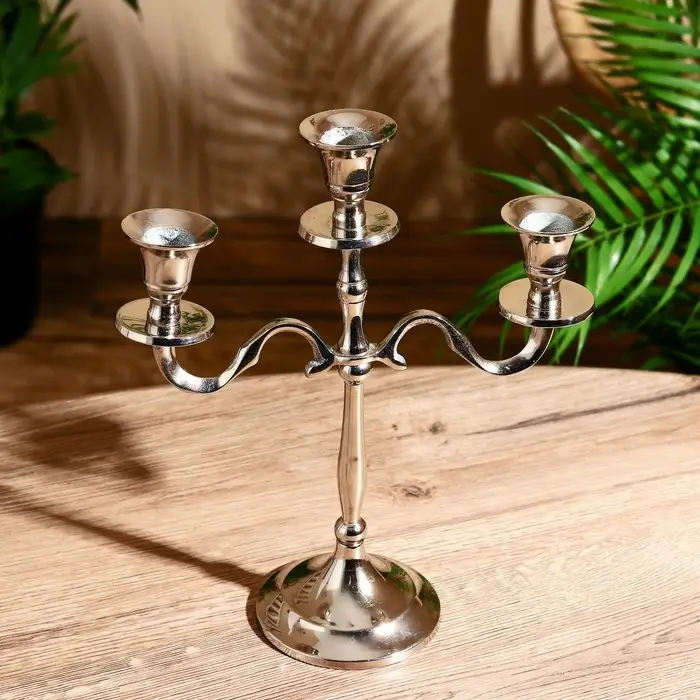 Подсвечник алюминий "Власть" на 3 свечи 9х22х26 см