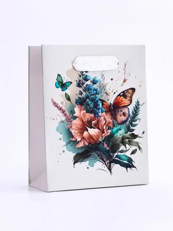 Пакет подарочный вертикальный &laquo;Большие бабочки&raquo;, S 12&times;15&times;5.5 см