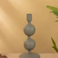 Подсвечник на 1 свечу текстурный "Графитовый" с 2 сферами 8,5х8,5х18 см