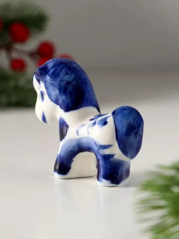 Сувенир Жеребенок, 6х6,5 см, гжель