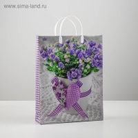 Пакет "Лиловое сердце", мягкий пластик, 30 х 9 х 40 см, 140 мкм