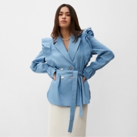 Жакет женский джинсовый с воланами MIST, размер 44, голубой