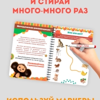 Многоразовая книга "Развивающая тетрадь", 17х24 см, 32 стр., +2 маркера, Чебурашка