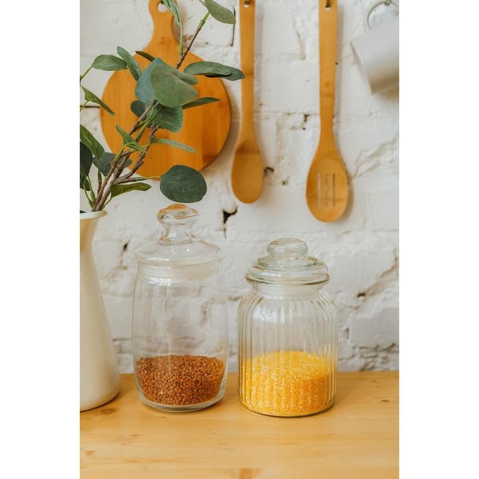 Банки для сыпучих продуктов Paşabah&ccedil;e Cesni, 1.1 л, набор 2 шт., стекло, прозрачные