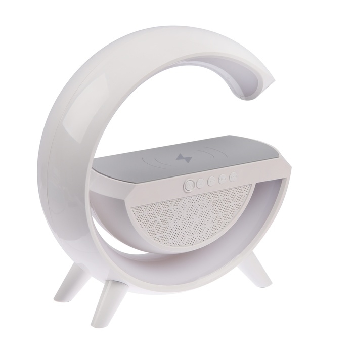 Портативная колонка- ночник BT2301, 5 Вт колонка, 10 W зарядка, 1200 мАч, подсветка, белая