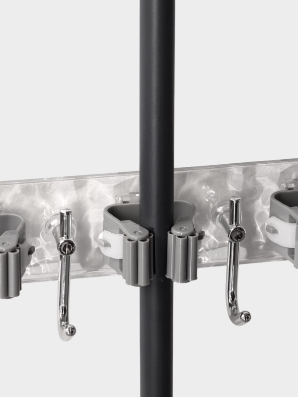 Держатель для швабр настенный самоклеящийся, прозрачная основа, 4 отделения, 42,5х6х6