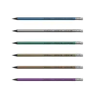 Карандаш чернографитный с ластиком ErichKrause &laquo;Metallic&raquo;, HB, грифель d=2.2 мм, пластик, круглый в тубусе, металлик МИКС