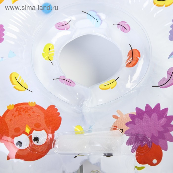 Круг для плавания на шею Owl, &laquo;Птички&raquo;, надувной, с ручками, цвет белый