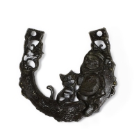 Подкова домовой с кошкой "Здесь живёт счастье", 7 х 7 см