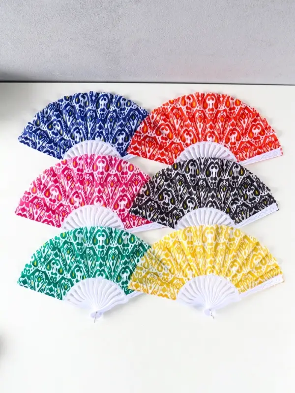 Веер пластик, текстиль "Шёлковый путь" МИКС 23 см