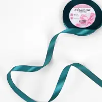 Лента атласная, 12 мм, 23&plusmn;1 м, тёмно-бирюзовая №62