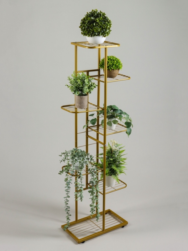 Подставка для цветов Greengo, 7 полок, 43 &times; 22 &times; 126 см, напольная, металл, цвет золотой