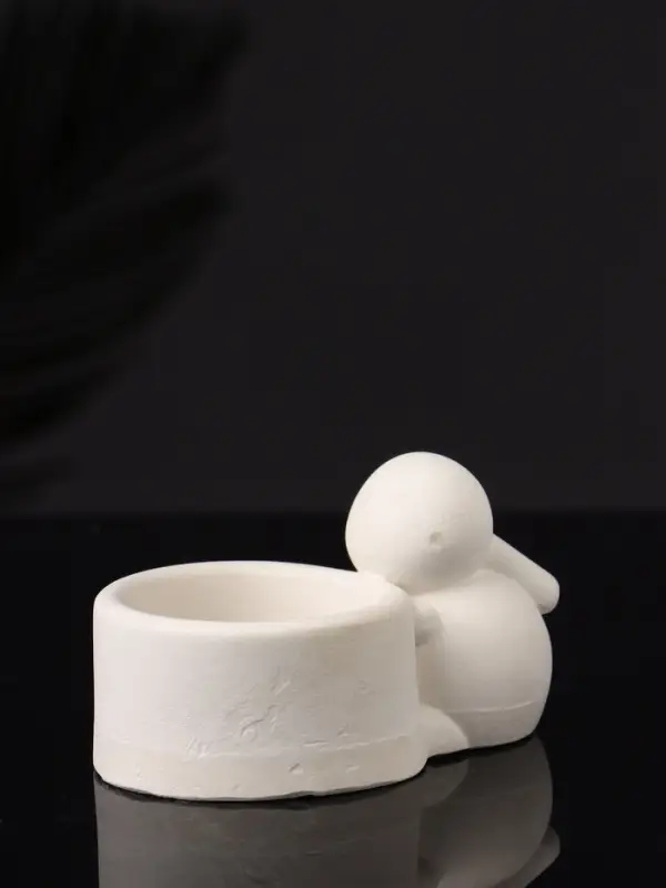 Подсвечник "Заяц с чашей" 8х6х4 см, натуральный, гипс