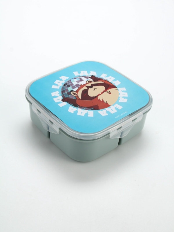 Ланч - бокс с ложкой, &laquo;Енот&raquo;, 17,8 х 17,8 х 7 см