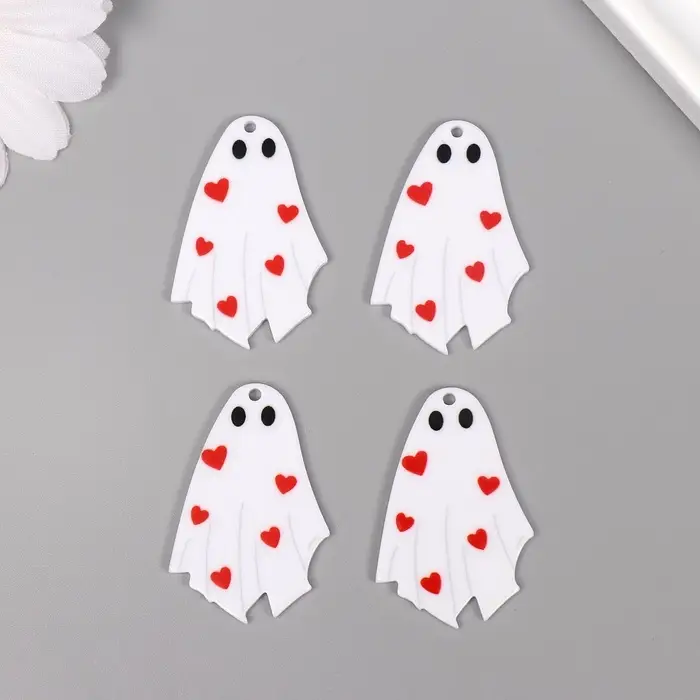 Декор для творчества акрил "Привидение с сердечками" 3,7х2,6х0,2 см